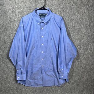 Ralph Lauren Long Sleeve Mens 18 35 Blue Pony Button Up Yarmouth Pinpoint Oxford
